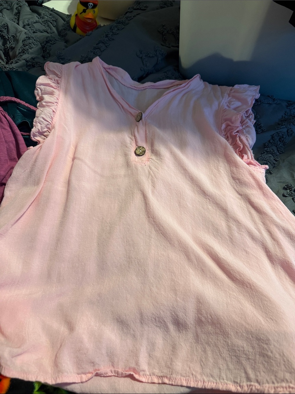 SHEIN Light Pink Ruffle Sleeve Blouse
